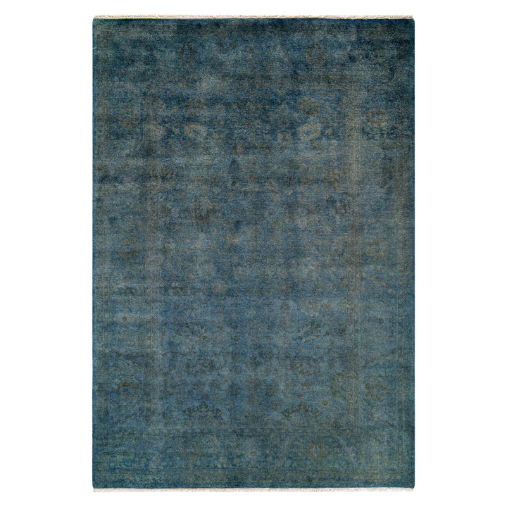 Blue Overdyed Wool Rug - 5'2" x 8'1"
