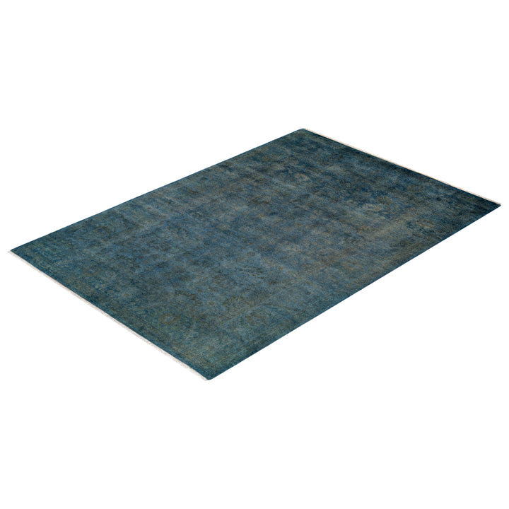 Blue Overdyed Wool Rug - 5'2" x 8'1"