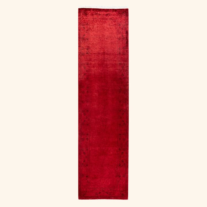 Red Overdyed Wool Runner - 2'7" x 10'3"