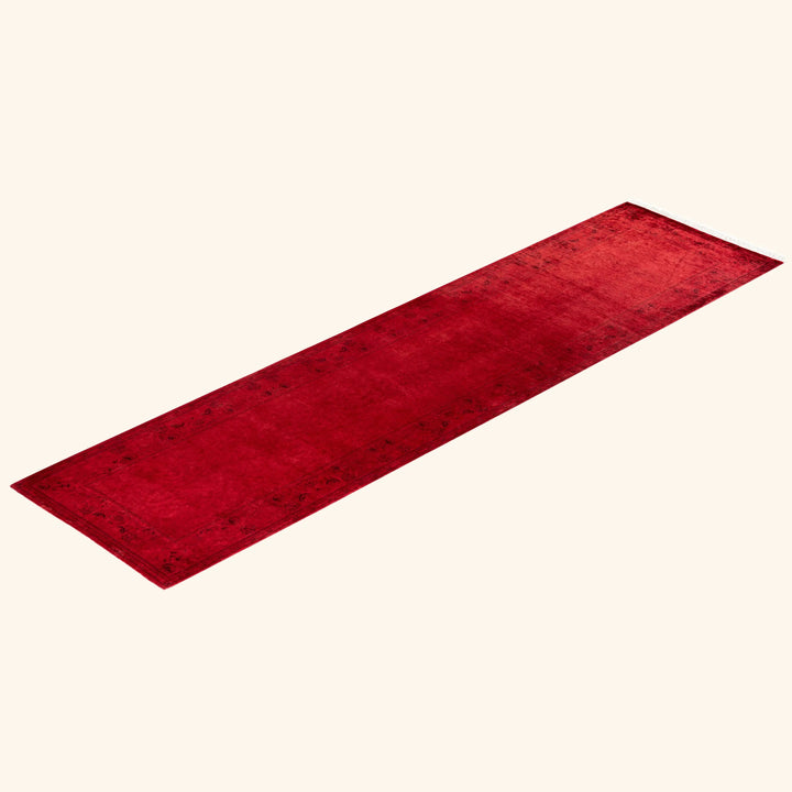 Red Overdyed Wool Runner - 2'7" x 10'3"