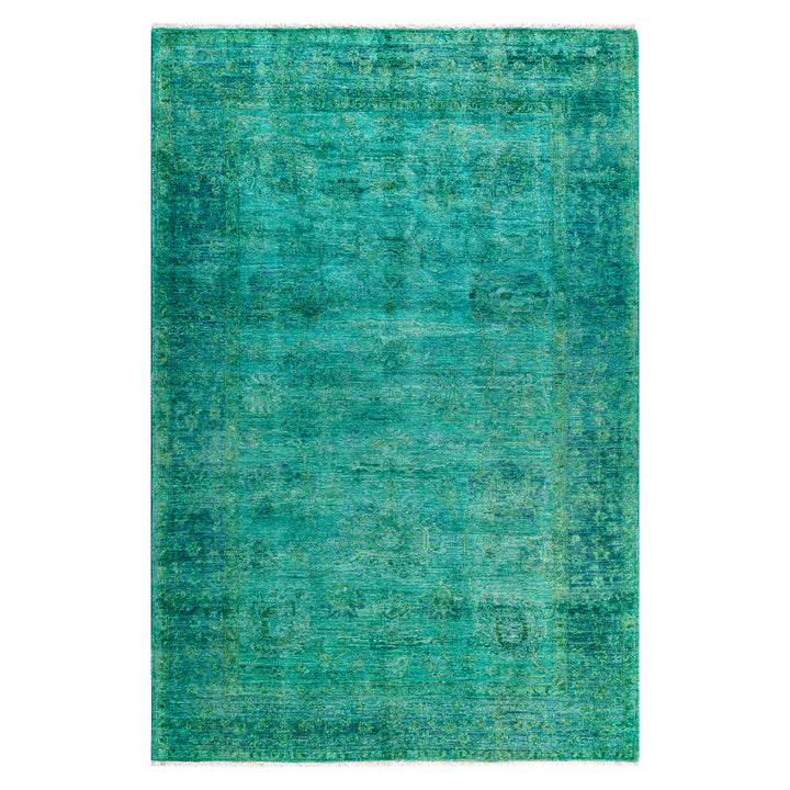Green Overdyed Wool Rug - 5'4" x 7'10"