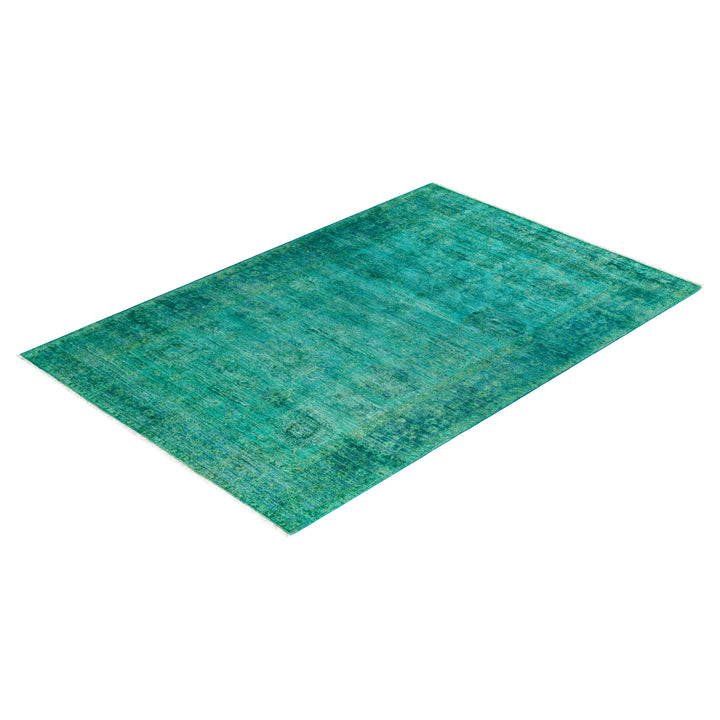 Green Overdyed Wool Rug - 5'4" x 7'10"