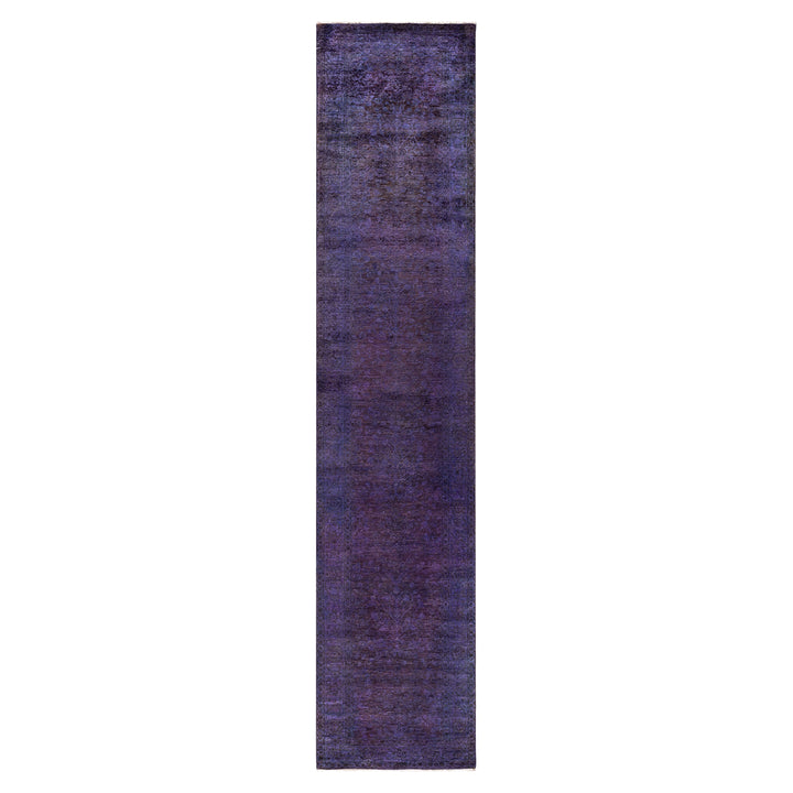 Purple Overdyed Wool Runner - 3'1" x 14'10"