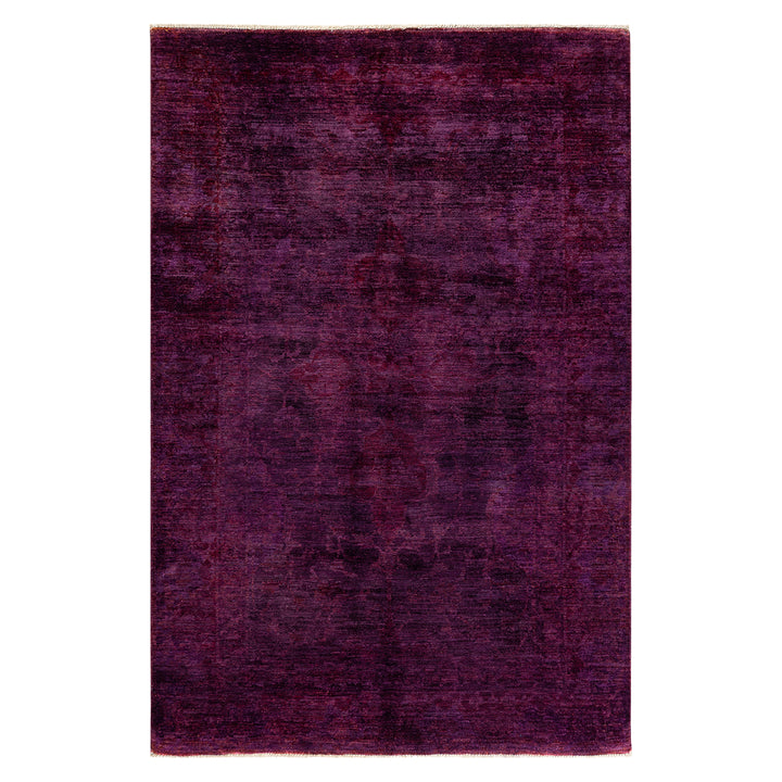 Purple Overdyed Wool Rug - 5'1" x 7'7"