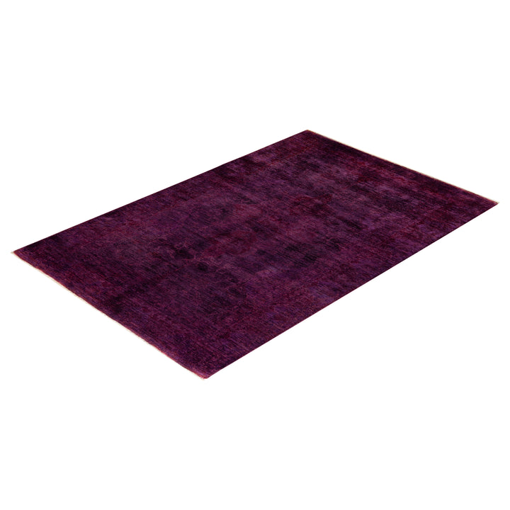 Purple Overdyed Wool Rug - 5'1" x 7'7"