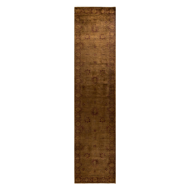 Brown Overdyed Wool Runner - 2'6" x 11'2"