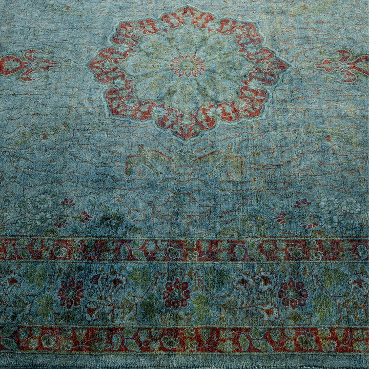 Blue Overdyed Wool Rug - 4'2" x 6'