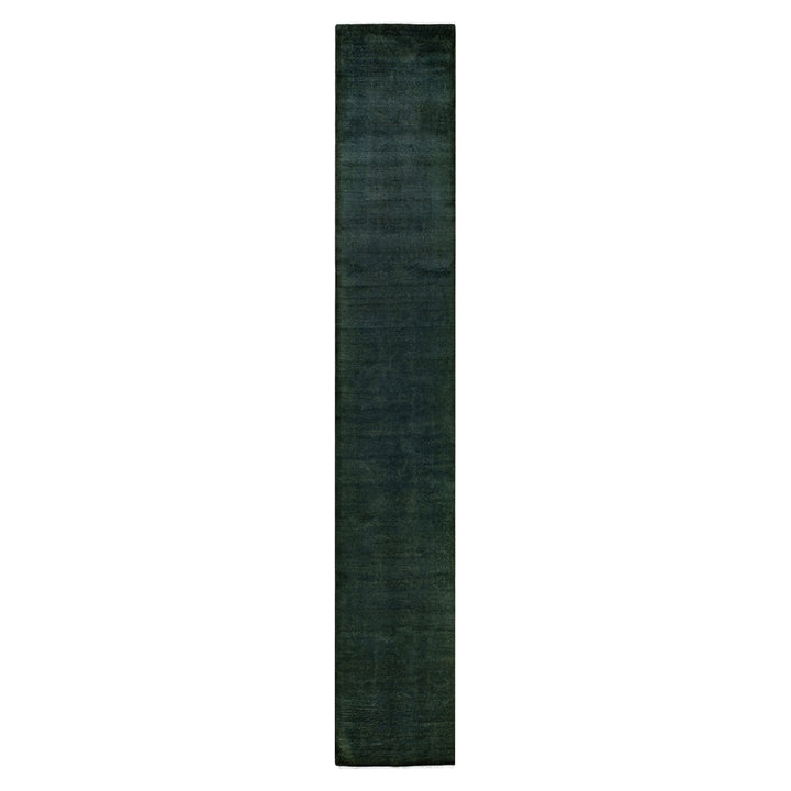 Green Overdyed Wool Runner - 2'5" x 16'4"