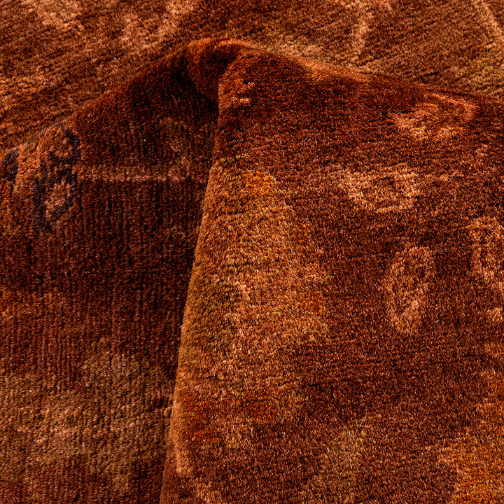 Brown Overdyed Wool Rug - 4'1" x 6'5"