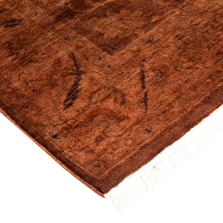 Brown Overdyed Wool Rug - 4'1" x 6'5"