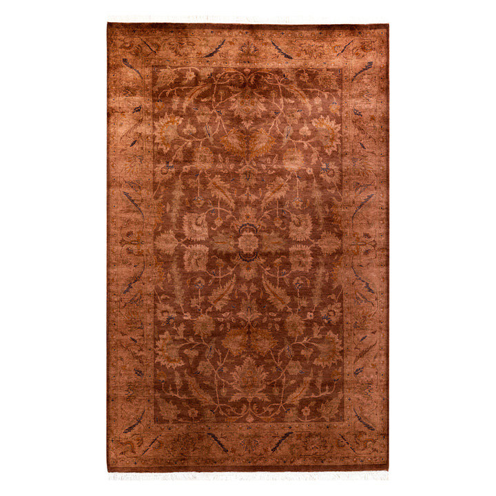 Brown Overdyed Wool Rug - 4'1" x 6'5"