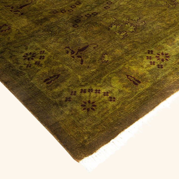 Brown Overdyed Wool Runner - 3' x 10'8"
