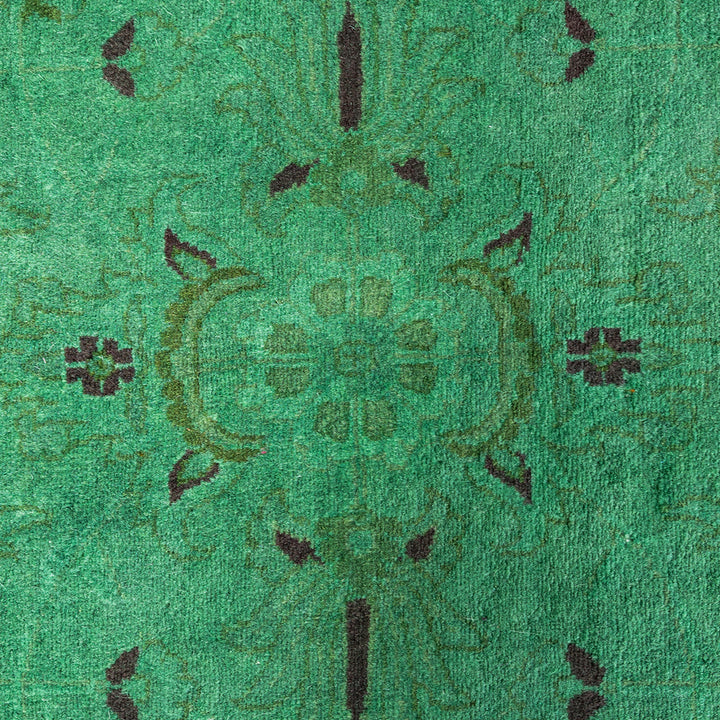 Green Overdyed Wool Rug - 4'2" x 6'5"