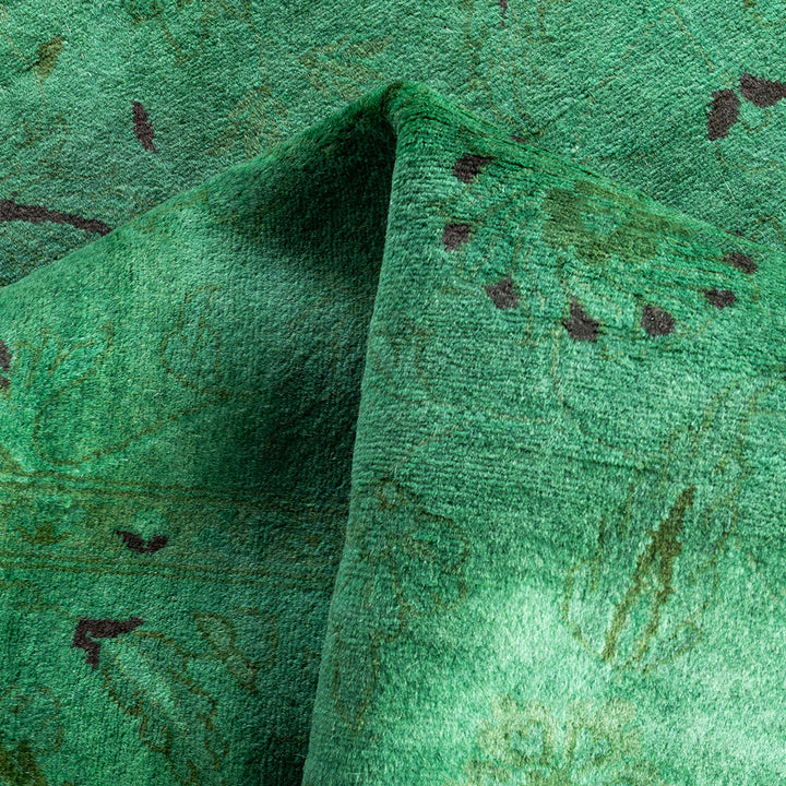 Green Overdyed Wool Rug - 4'2" x 6'5"