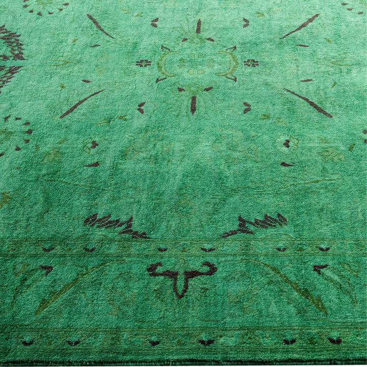 Green Overdyed Wool Rug - 4'2" x 6'5"