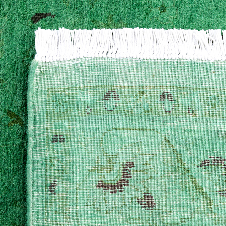 Green Overdyed Wool Rug - 4'2" x 6'5"