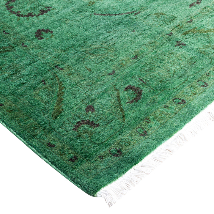 Green Overdyed Wool Rug - 4'2" x 6'5"