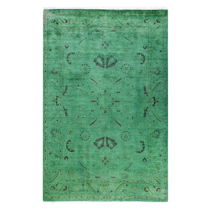 Green Overdyed Wool Rug - 4'2" x 6'5"
