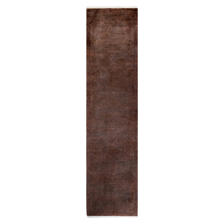 Brown Overdyed Wool Runner - 2'8" x 10'9"