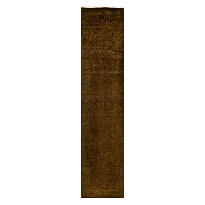 Brown Overdyed Wool Runner - 2'7" x 12'3"