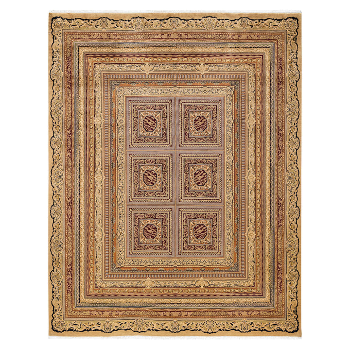 Yellow Traditional Mogul Wool Rug - 8' x 10'3"