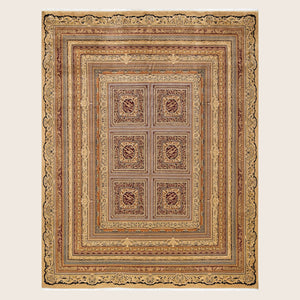 Yellow Traditional Mogul Wool Rug - 8' x 10'3"