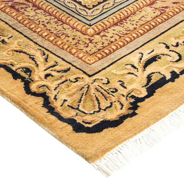 Yellow Traditional Mogul Wool Rug - 8' x 10'3"