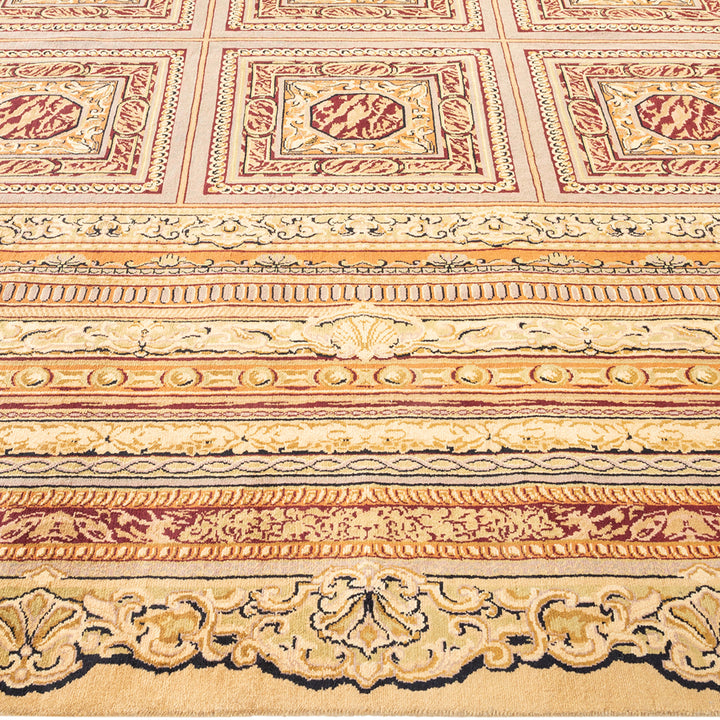 Yellow Traditional Mogul Wool Rug - 8' x 10'3"