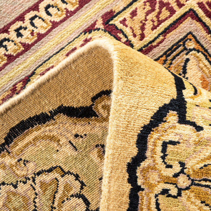 Yellow Traditional Mogul Wool Rug - 8' x 10'3"