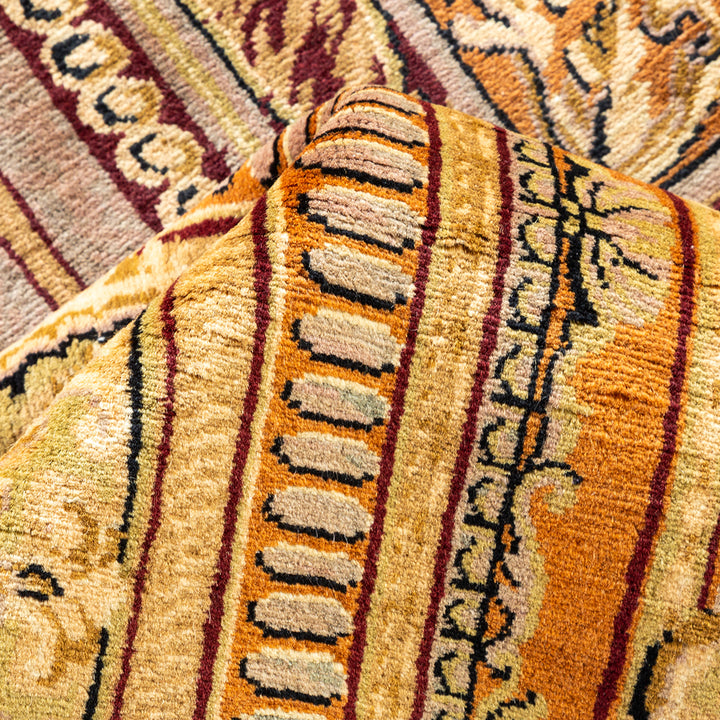 Yellow Traditional Mogul Wool Rug - 8' x 10'3"