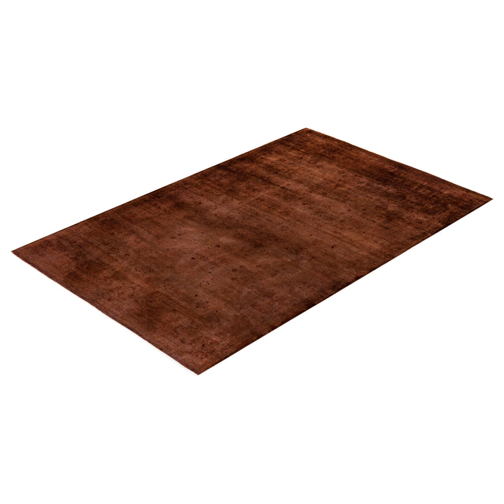 Brown Overdyed Wool Rug - 5'2" x 8'3"