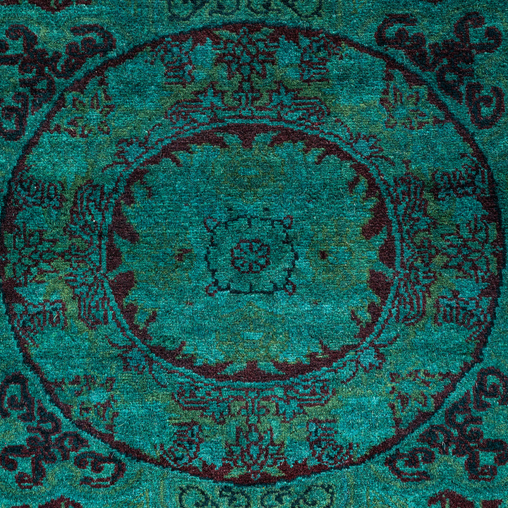 Green Overdyed Wool Rug - 4'1" x 6'1"