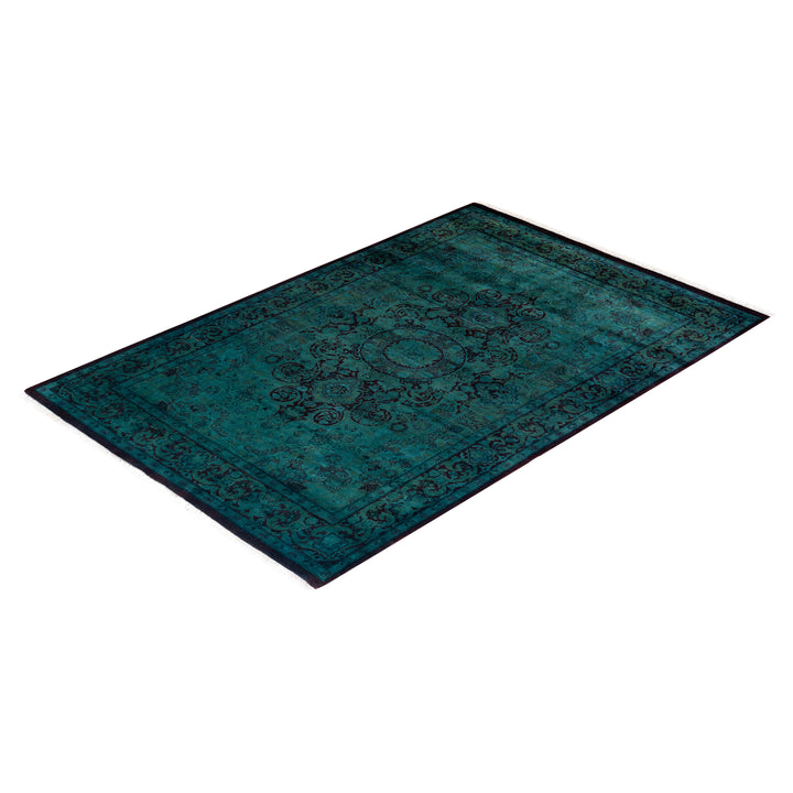 Green Overdyed Wool Rug - 4'1" x 6'1"