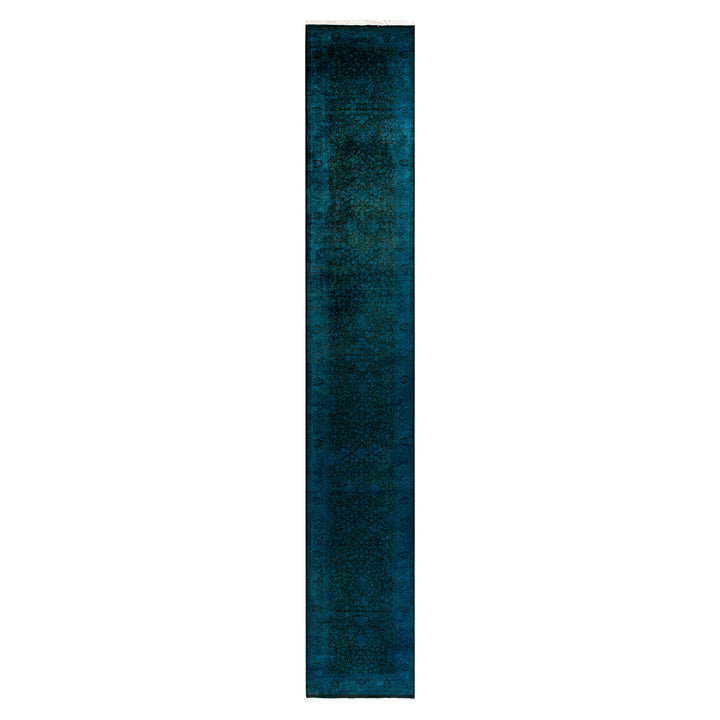 Blue Overdyed Wool Runner - 2'7" x 16'7"