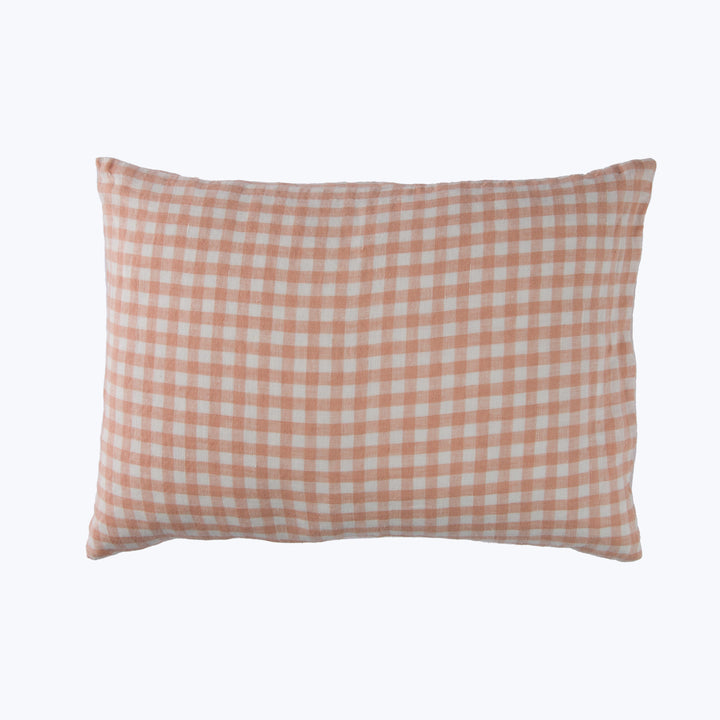 Linen Gingham Lumbar Pillow