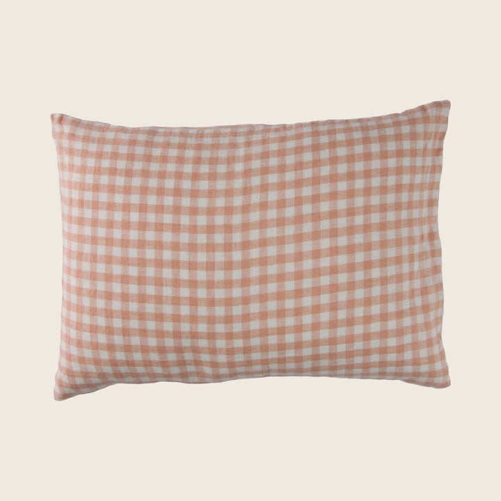 Linen Gingham Lumbar Pillow