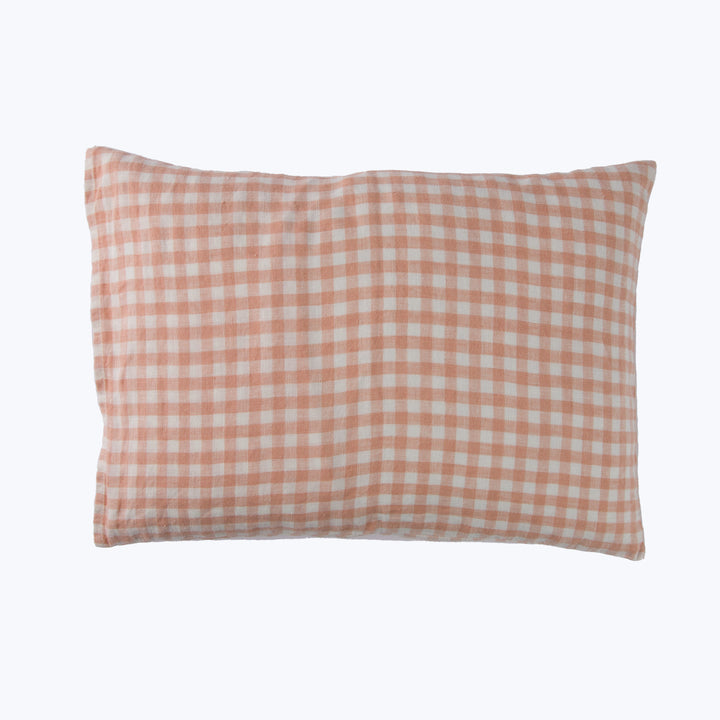 Linen Gingham Lumbar Pillow