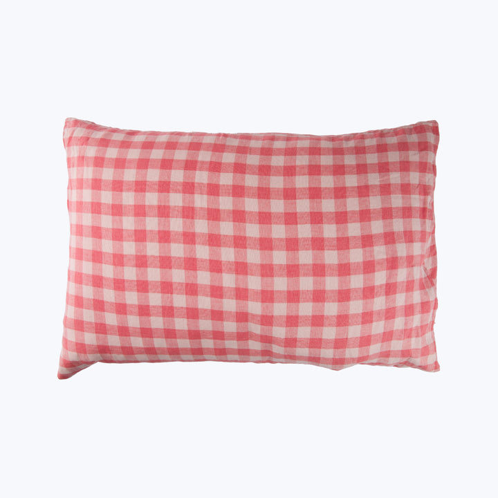 Linen Gingham Lumbar Pillow