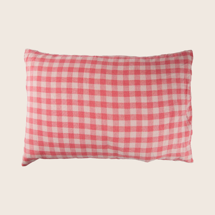 Linen Gingham Lumbar Pillow