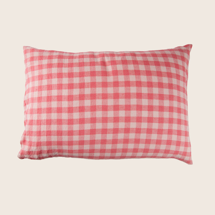 Linen Gingham Lumbar Pillow