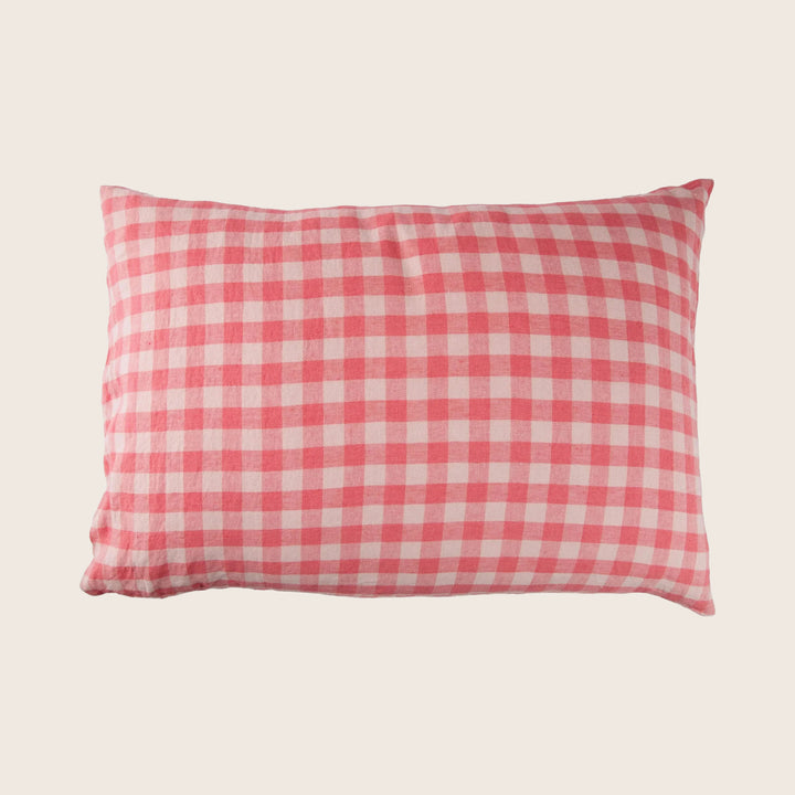 Linen Gingham Lumbar Pillow