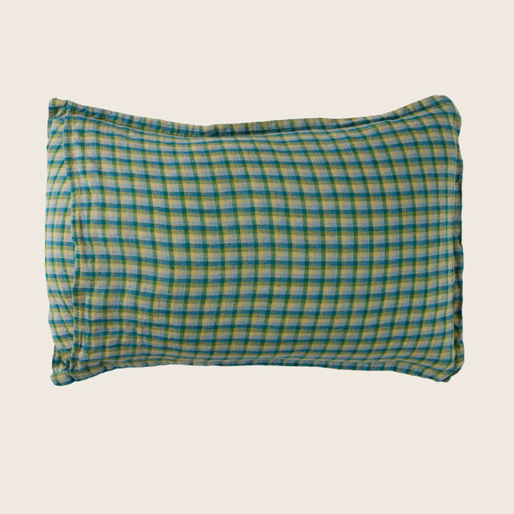 Linen Checks Lumbar Pillow