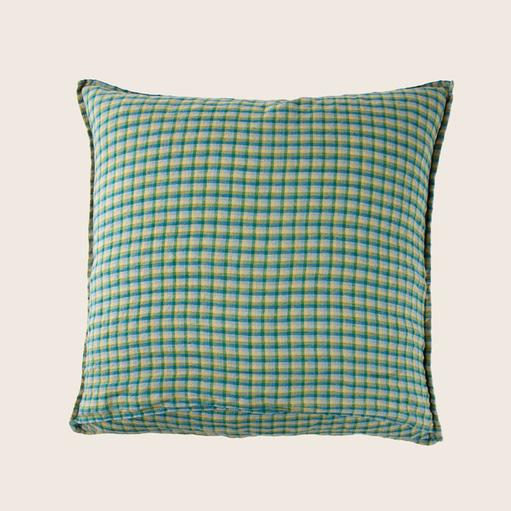 Linen Checks Pillow Spring Green