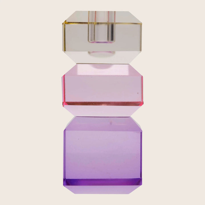 Three-Tone Crystal Candle Holder butter/light pink/violet