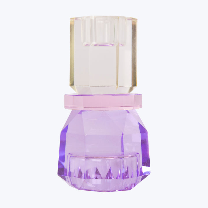 Split Color Crystal Candle Holder butter/baby pink/violet