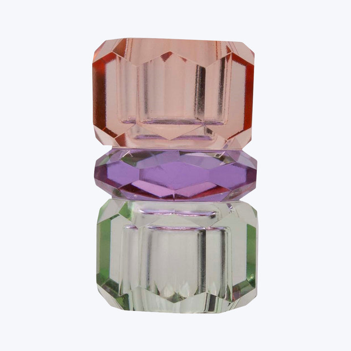 Ornamental Crystal Candle Holder peach/violet/green