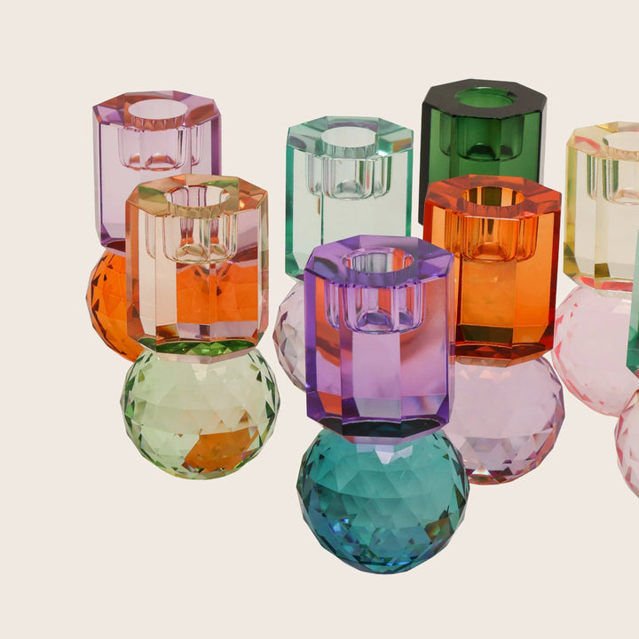 Disco Ornamental Crystal Candle Holder pink/amber