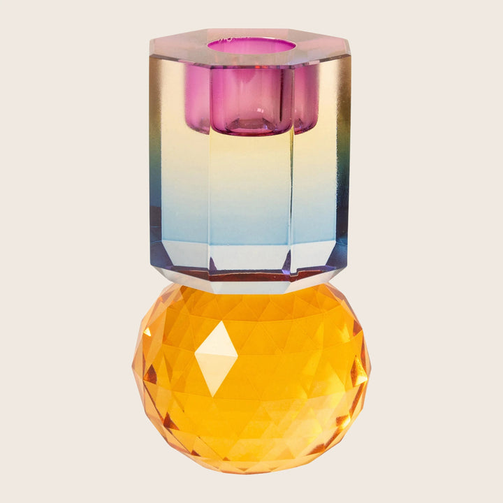 Disco Ornamental Crystal Candle Holder amber/blue ombre