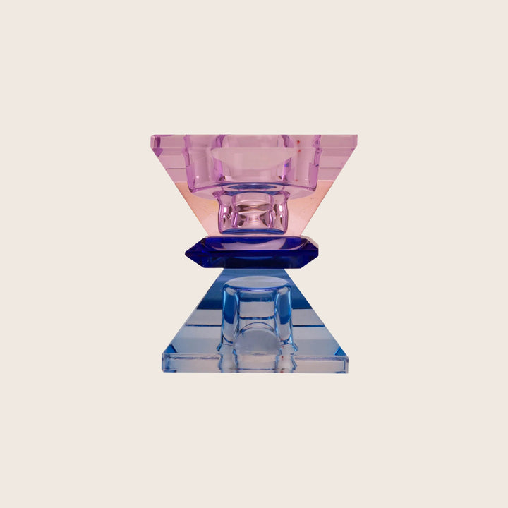 Mirror Crystal Candle Holder violet/blue/cobalt