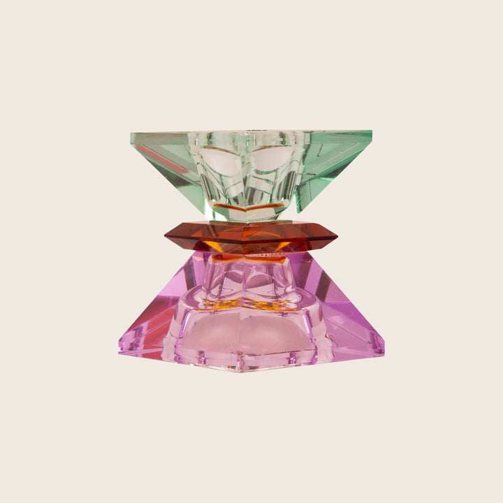 Mirror Crystal Candle Holder violet/amber/light mint